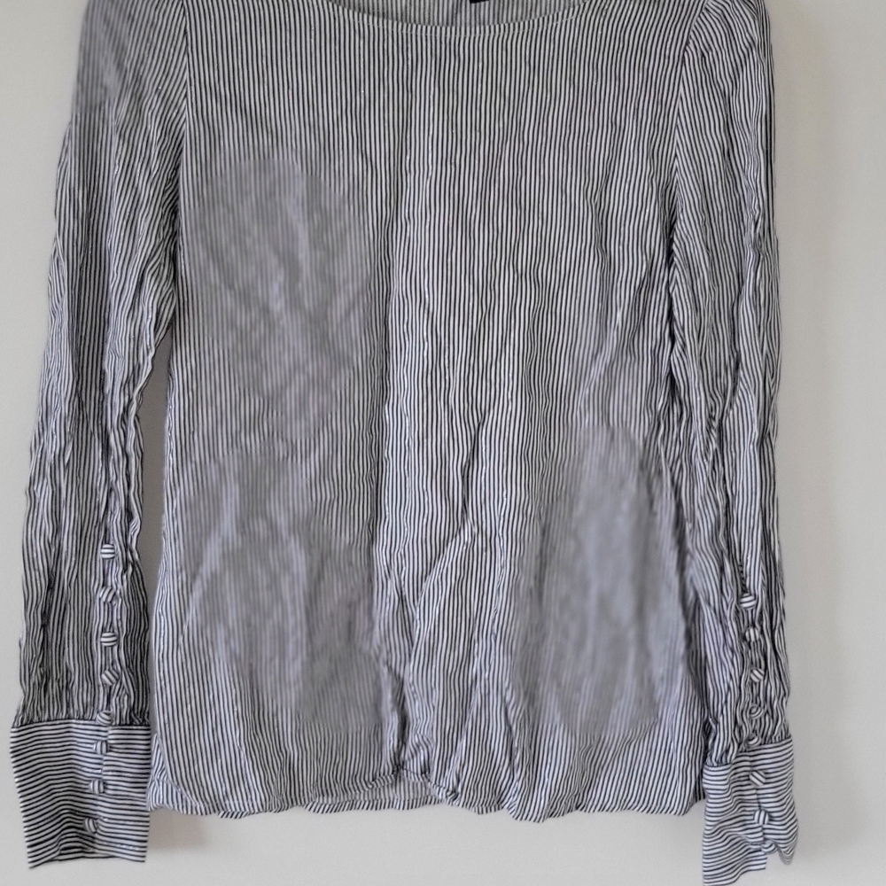 Express Black and White Striped Blouse